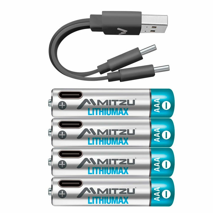 MITZU PILAS RECARGABLES AAA DE LITIO MLR-4XAAA CON CABLE USB TIPO C