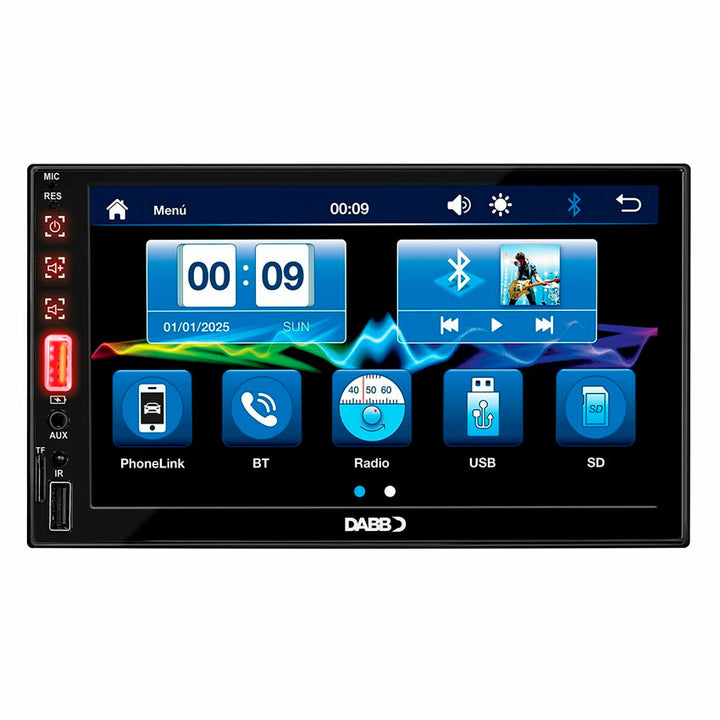 Dabb Auto Stereo Din 300w con Pantalla Táctil de 7” y Bluetooth