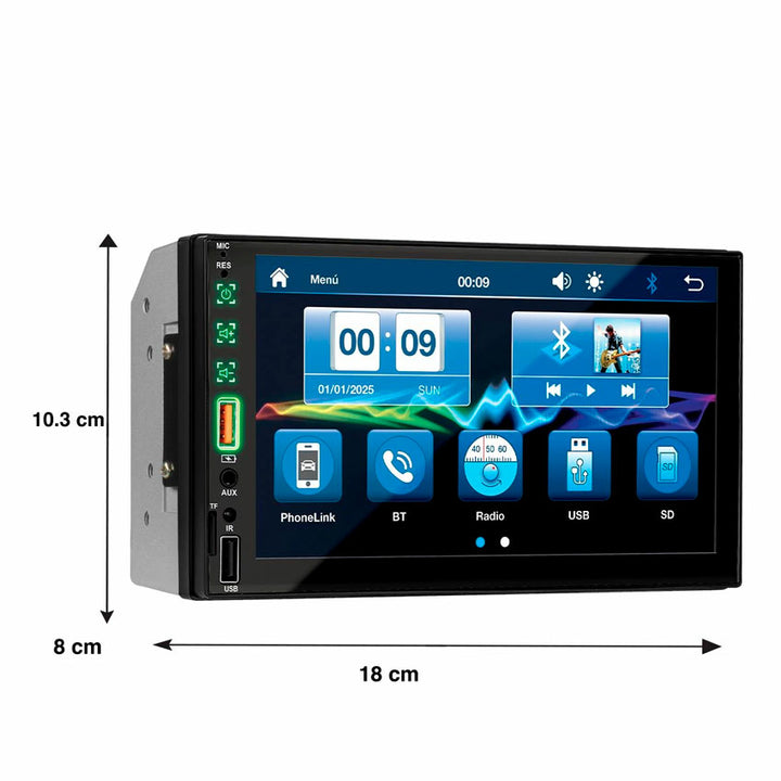 Dabb Auto Stereo Din 300w con Pantalla Táctil de 7” y Bluetooth