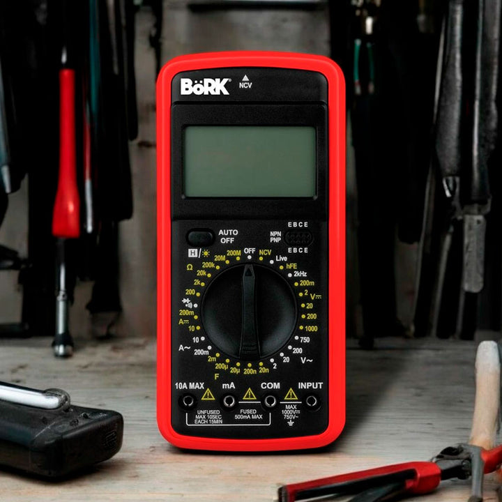 BORK MULTIMETRO DIGITAL MP-6060 MEDIDOR DE FRECUENCIA ROJO
