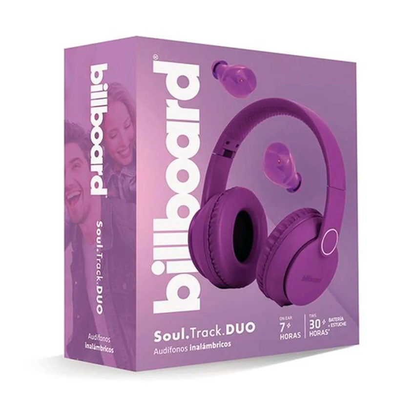 BILLBOARD AUDIFONOS BLUETOOTH SOUL TRACK DUO MORADO "G"