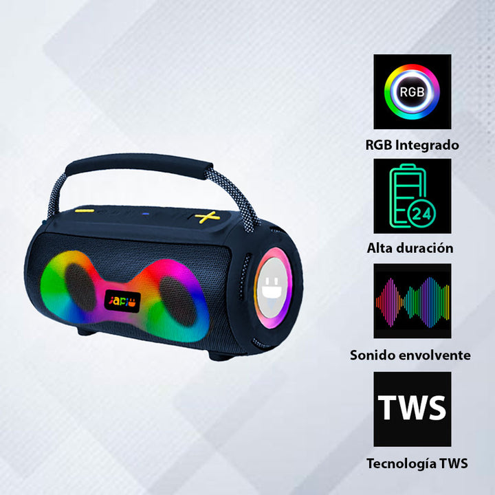 Japi Bocina Bluetooth 2 X 2 Tipo Bazooka con Luces Led
