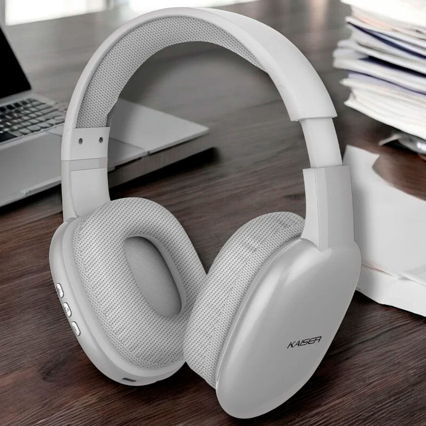 KAISER AUDIFONOS BLUETOOTH DE DIADEMA PLATEADO CON RANURA MICRO SD