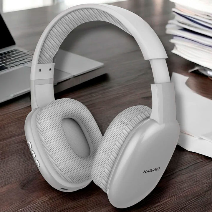 KAISER AUDIFONOS BLUETOOTH DE DIADEMA PLATEADO CON RANURA MICRO SD