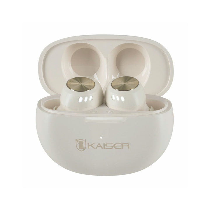 KAISER AUDIFONOS TRUE WIRELESS IVORY BLUETOOTH 5.4 CON CONTROL TOUCH Y 16 H DE BATERÍA