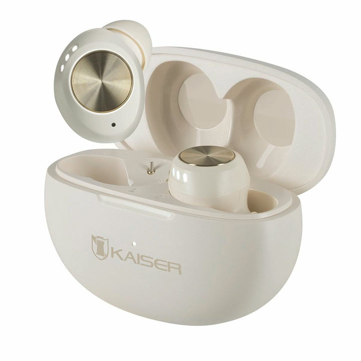 KAISER AUDIFONOS TRUE WIRELESS IVORY BLUETOOTH 5.4 CON CONTROL TOUCH Y 16 H DE BATERÍA