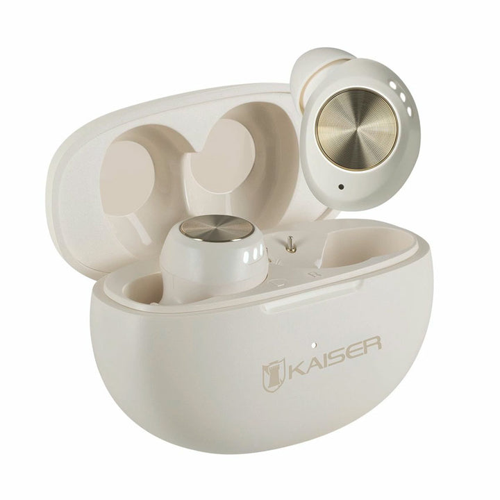 KAISER AUDIFONOS TRUE WIRELESS IVORY BLUETOOTH 5.4 CON CONTROL TOUCH Y 16 H DE BATERÍA