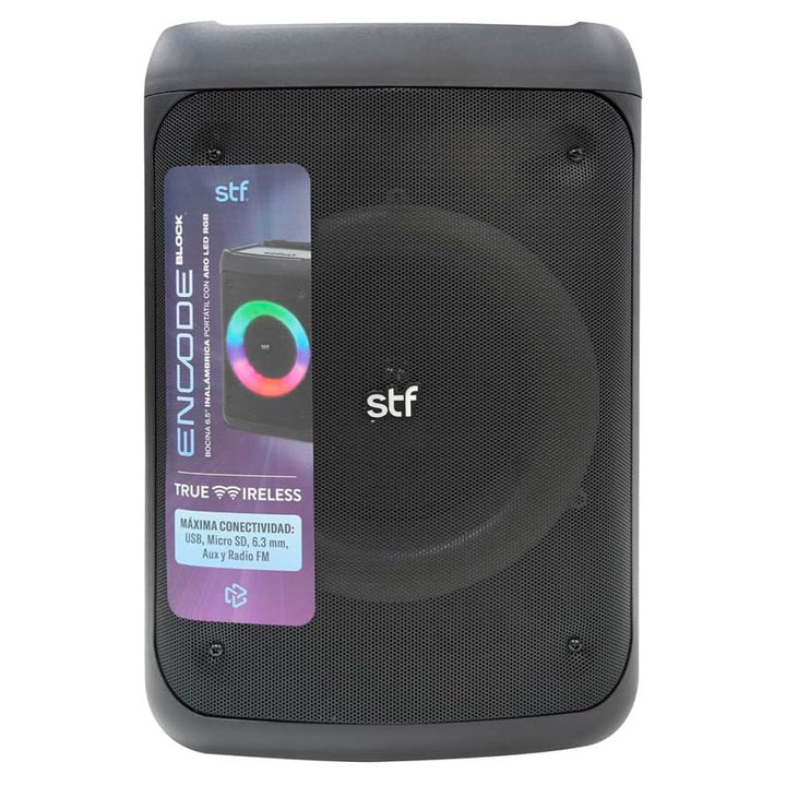 STF BOCINA INALÁMBRICA PORTÁTIL ENCODE BLOCK 6.5" CON ARO LED RGB 10W RMS
