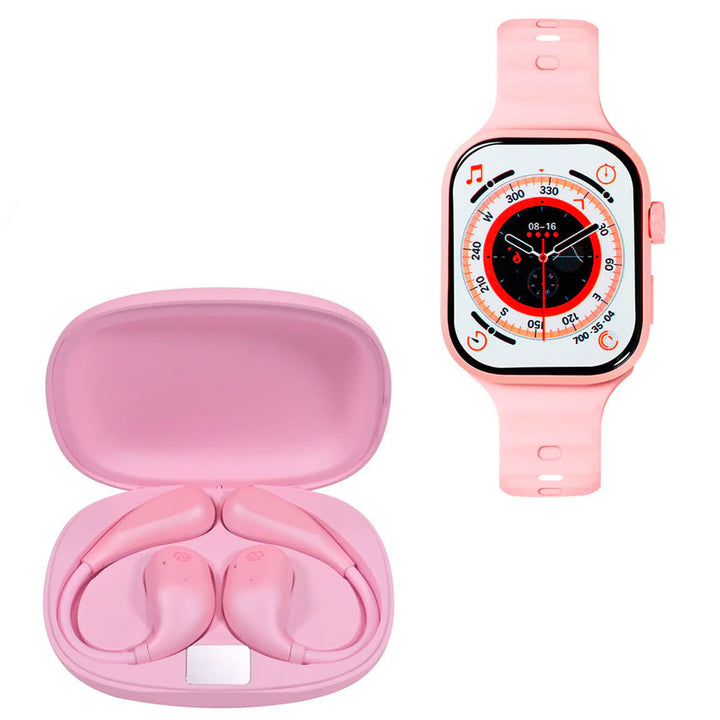 STF SMARTWATCH KRONOS TRAIN + AUDÍFONOS INALÁMBRICOS OWS - ROSA