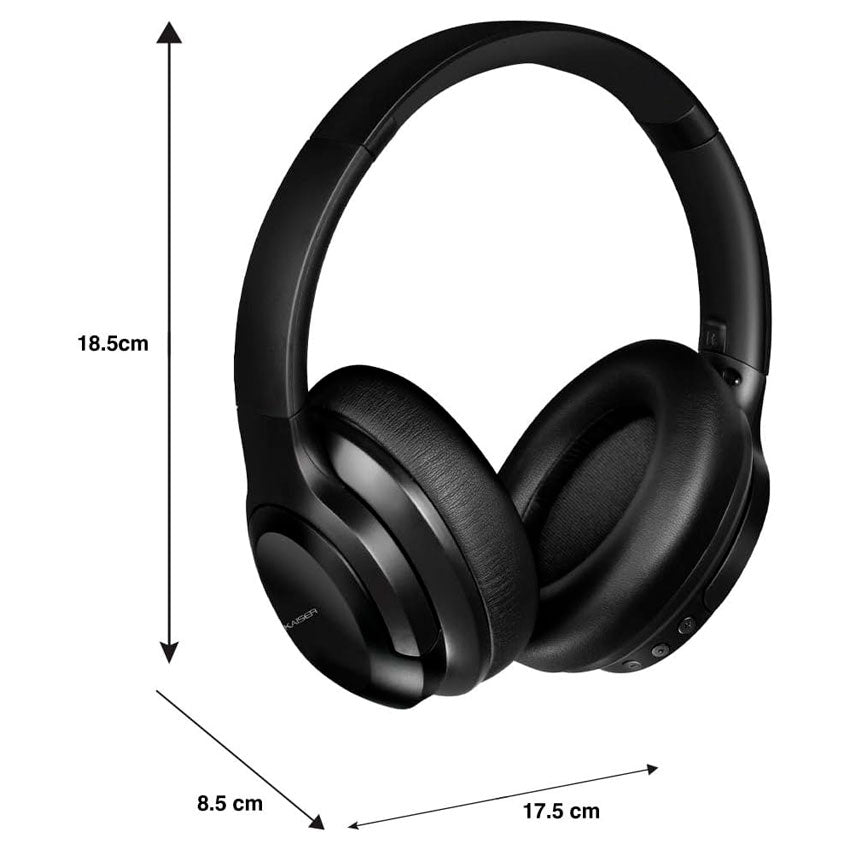 KAISER AUDÍFONOS BLUETOOTH DE DIADEMA NEGRO CON CANCELACIÓN ACTIVA DE RUIDO