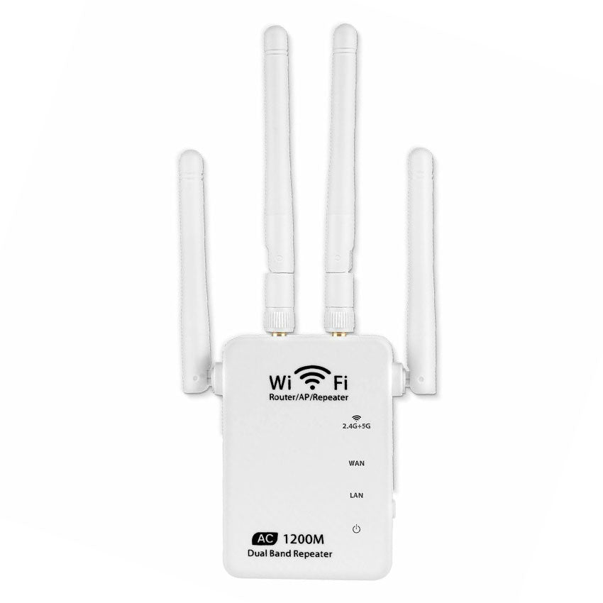 MITZU REPETIDOR DE SEÑAL WI-FI DE DOBLE BANDA CON 4 ANTENAS, BLANCO