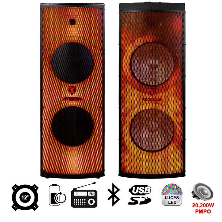 KSR BAFLE 2X12" 20,200 WATTS PMPO BLUETOOTH
