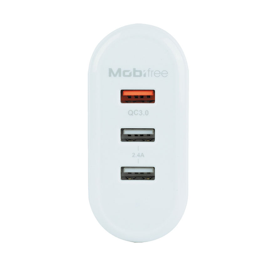 MOBIFREE ADAPTADOR AC USB CON 3 PUERTOS MB-923378