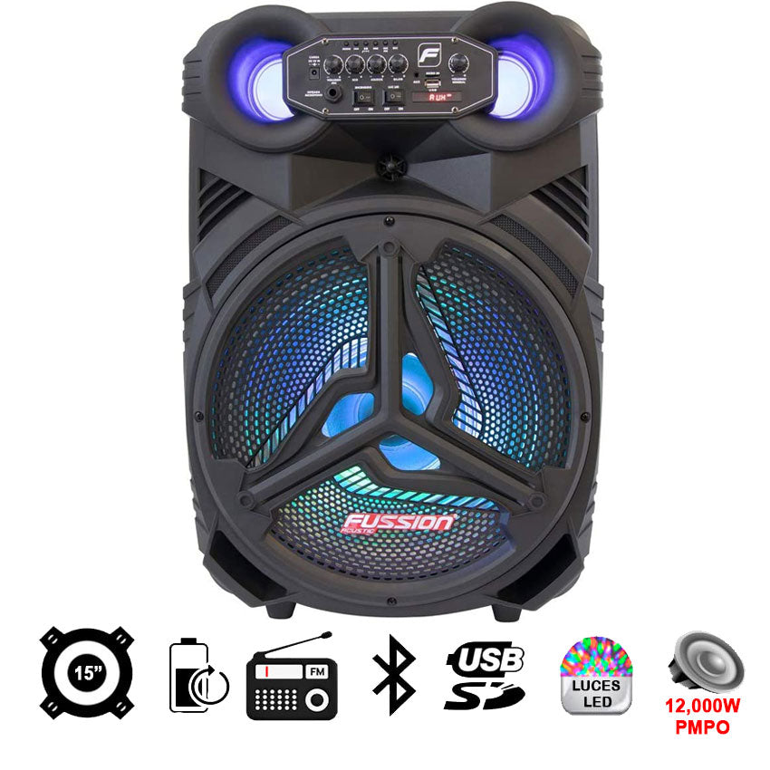 FUSSION BAFLE 15" PULGADAS 12,000 WATTS PMPO BLUETOOTH