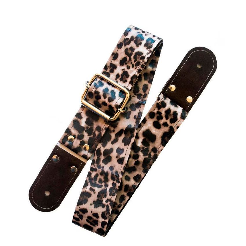 APOLO TAHALI PARA GUITARRA/BAJO DISEÑO LEOPARDO AJUSTABLE Y RESISTENTE