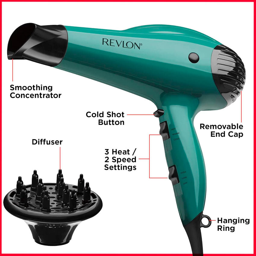 SECADORA DE CABELLO REVLON AZUL VERDE