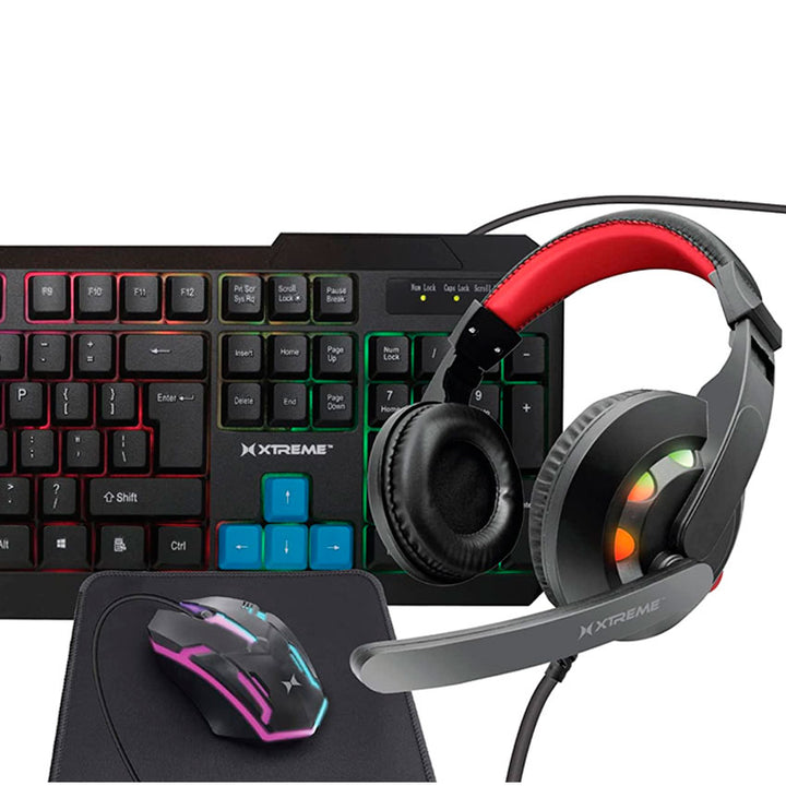 XTREME KIT GAMING TECLADO MOUSE AUDIFONOS MOUSEPAD