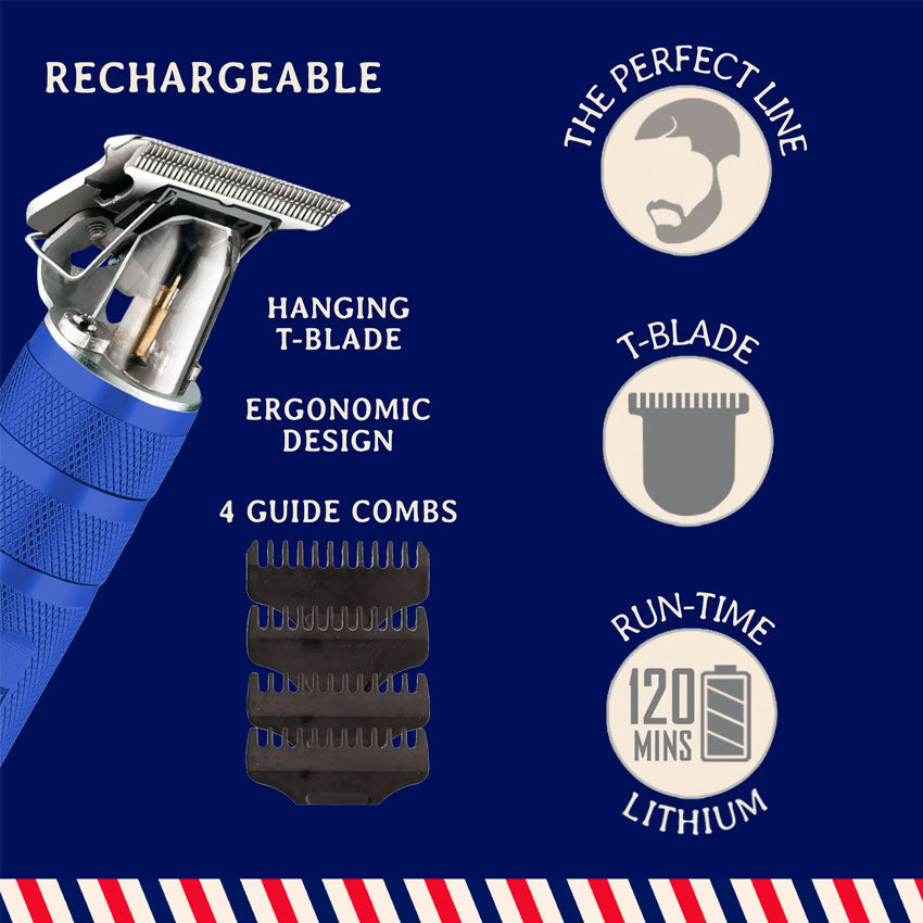 Barbasol Cortadora de Cabello Recargable Usb Azul con Peines Guía y Cabezales Lavables