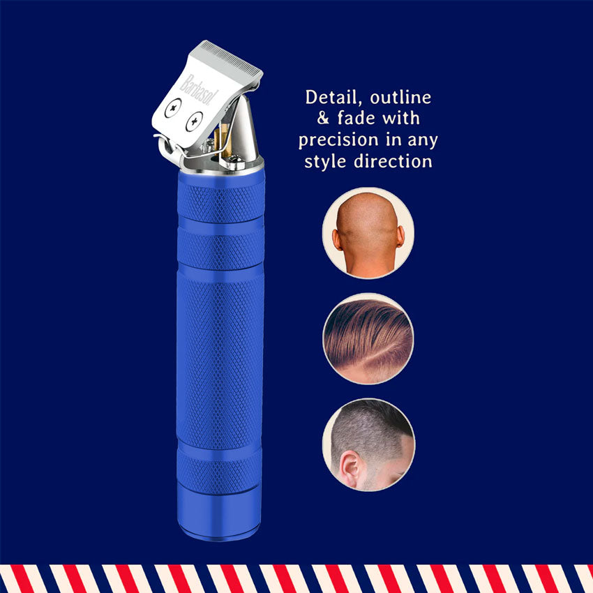 Barbasol Cortadora de Cabello Recargable Usb Azul con Peines Guía y Cabezales Lavables
