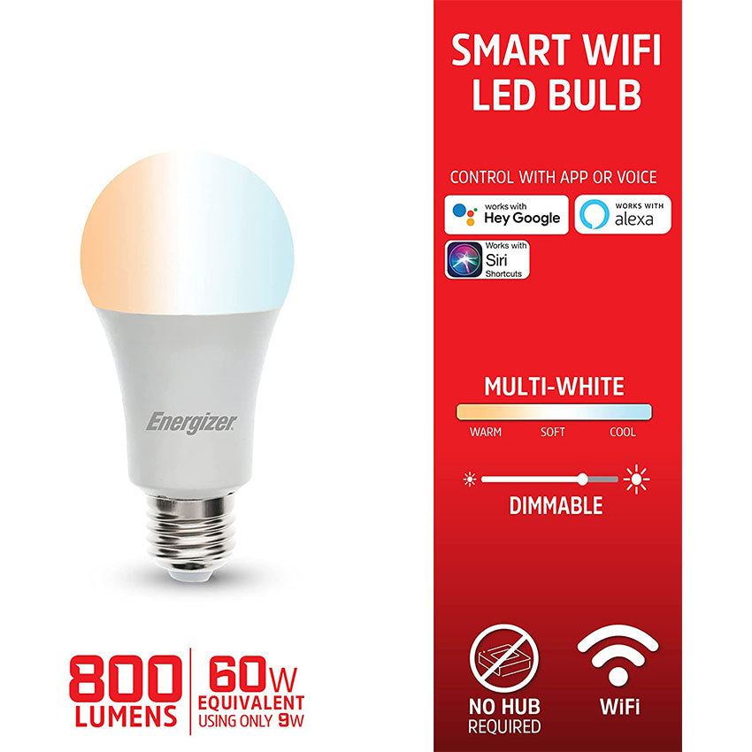 ENERGIZER FOCO LED WIFI BLANCO 60 WATTS COMPATIBLE CON ALEXA/GOOGLE