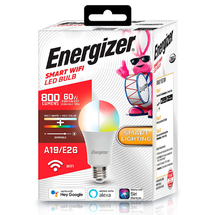 ENERGIZER FOCO LED WIFI MULTICOLOR 60 WATTS COMPATIBLE CON ALEXA Y GO