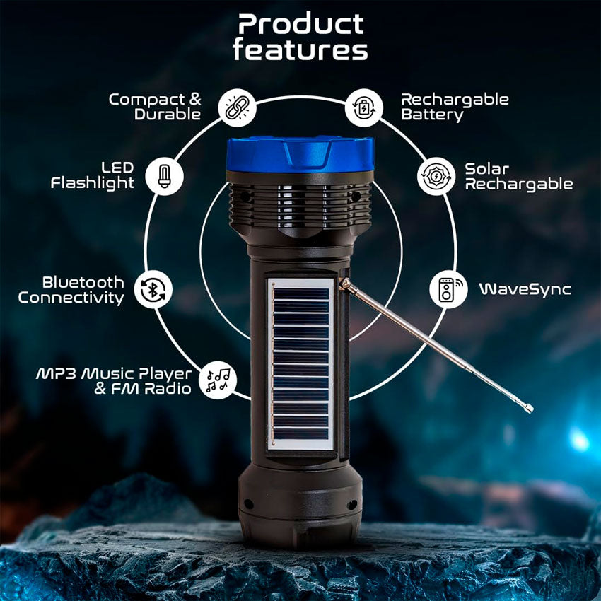 Bocina Bluetooth Portátil Audiobox Solar Tipo Lampara — vista lateral