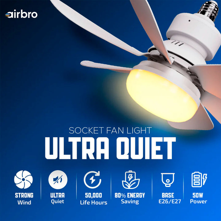 Airbro Lampara Led con Ventilador 6 Aspas Plegables