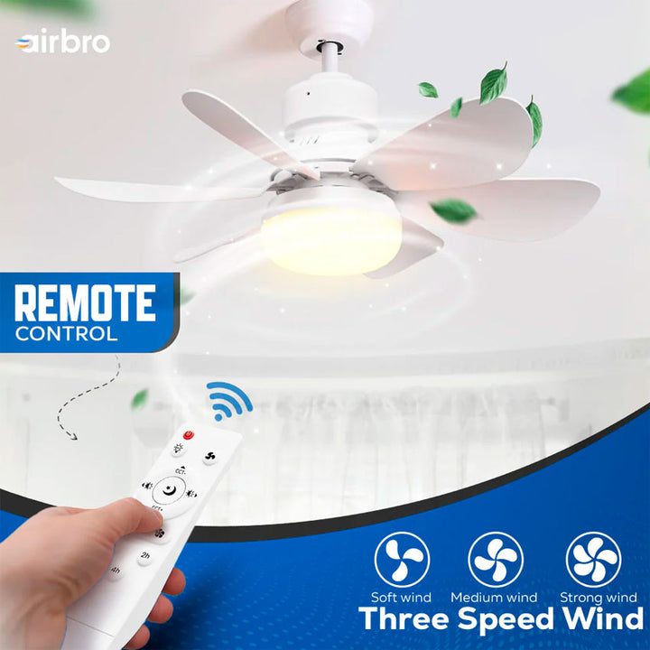 Airbro Lampara Led con Ventilador 6 Aspas Plegables
