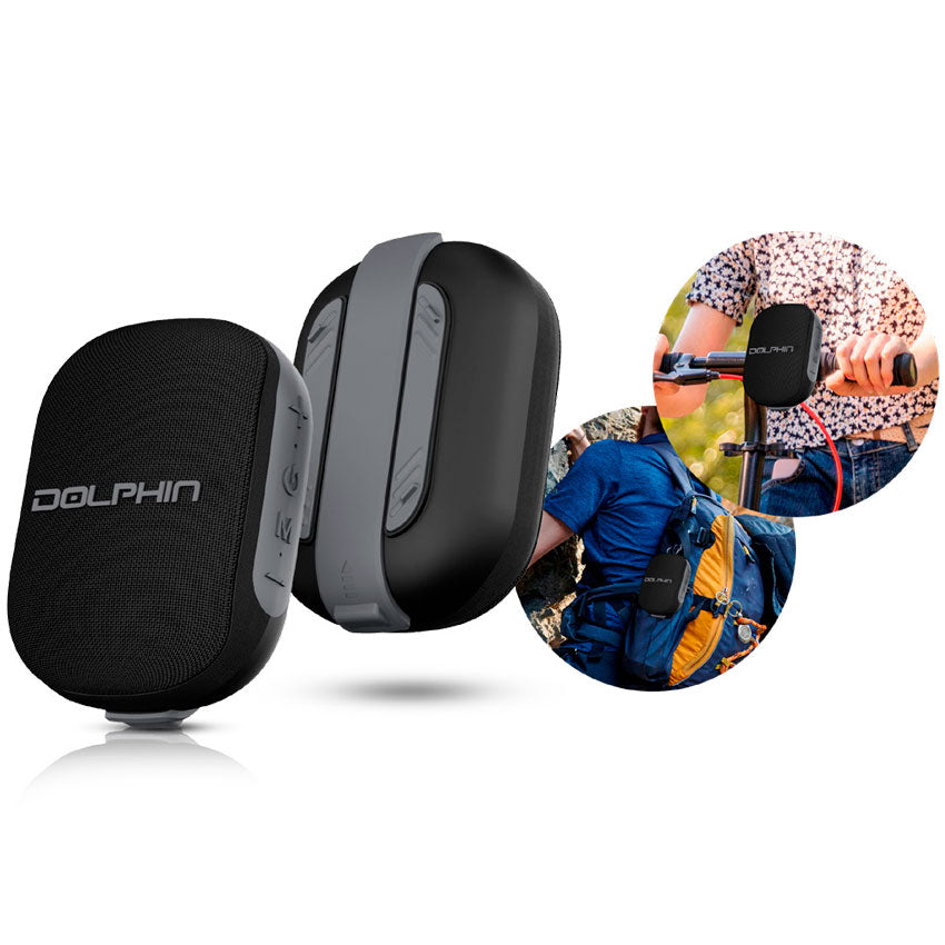 DOLPHIN BOCINA BLUETOOTH PORTÁTIL, RESISTENTE AL AGUA, CON TWS, CORREA DE MONTAJE