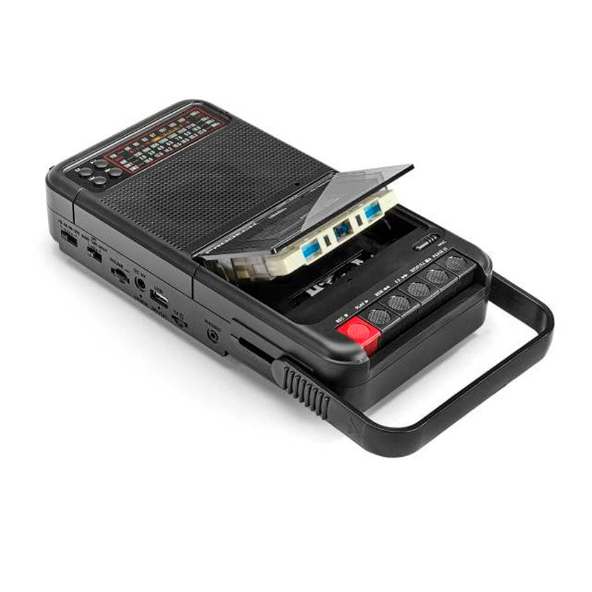 AUDIOBOX RADIO GRABADORA BLUETOOTH CASETE USB RADIO AM/FM/SW NEGRO