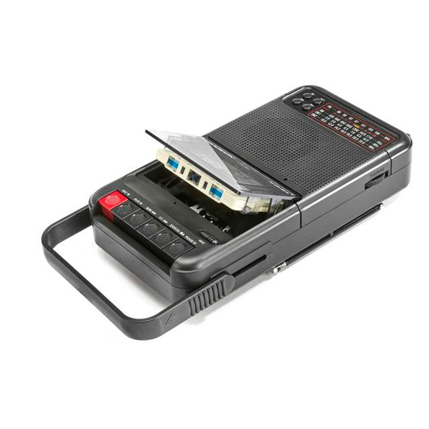 AUDIOBOX RADIO GRABADORA BLUETOOTH CASETE USB RADIO AM/FM/SW NEGRO