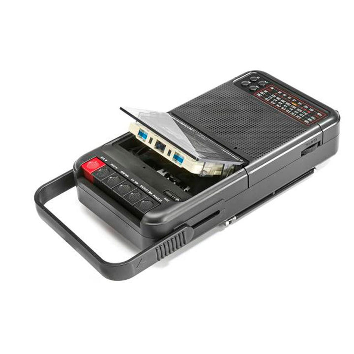 AUDIOBOX RADIO GRABADORA BLUETOOTH CASETE USB RADIO AM/FM/SW NEGRO