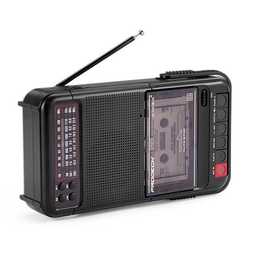 AUDIOBOX RADIO GRABADORA BLUETOOTH CASETE USB RADIO AM/FM/SW NEGRO