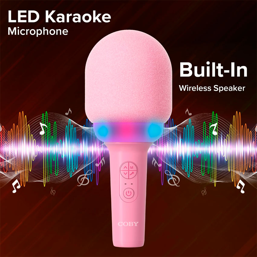 COBY BOCINA BLUETOOTH TIPO MICROFONO KARAOKE COLOR ROSA