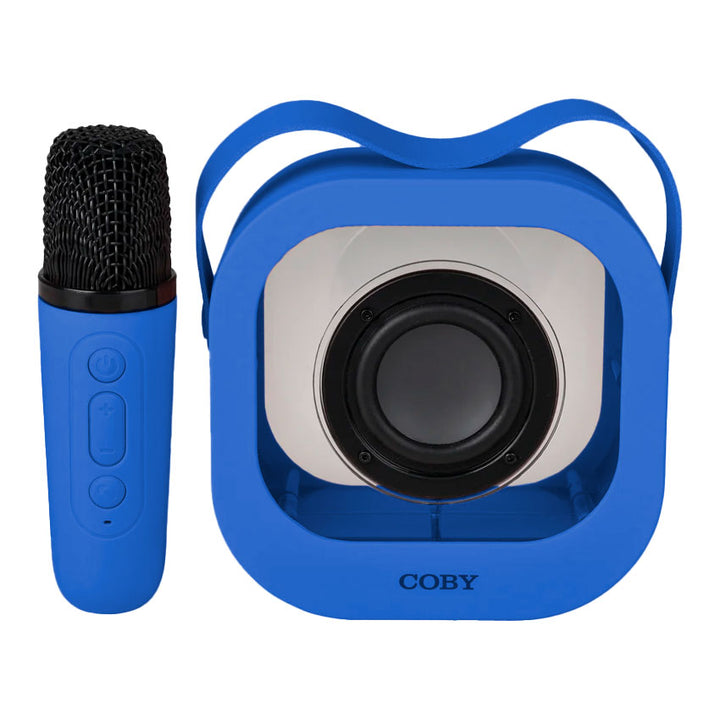 BOCINA BLUETOOTH COBY KARAOKE CRYSTAL CLEAR C/MICROFONO AZUL
