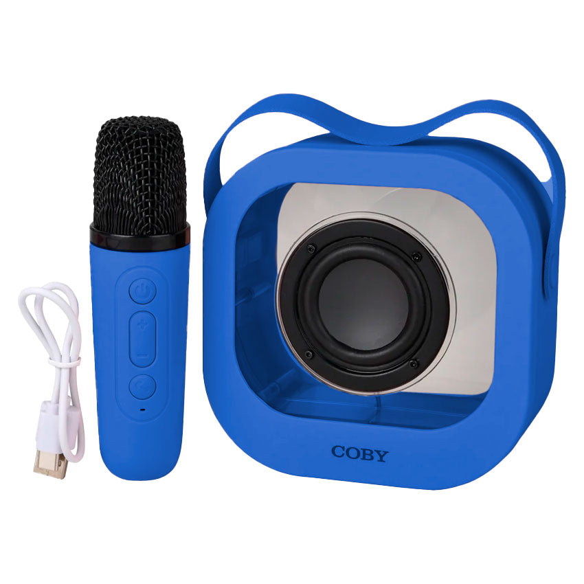 BOCINA BLUETOOTH COBY KARAOKE CRYSTAL CLEAR C/MICROFONO AZUL