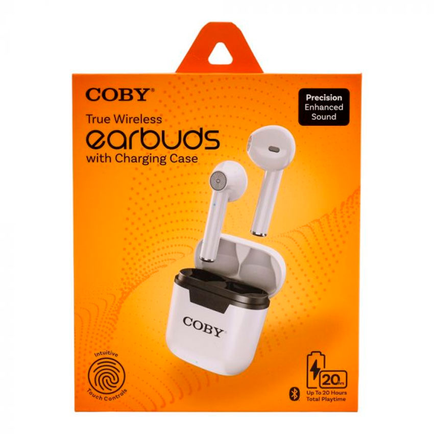 Coby Audifonos True Wireless con Estuche de Carga Color Blanco
