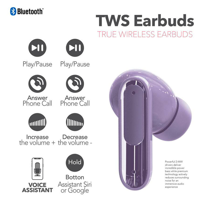 Audifonos True Wireless Rca C/display Anc Purpura