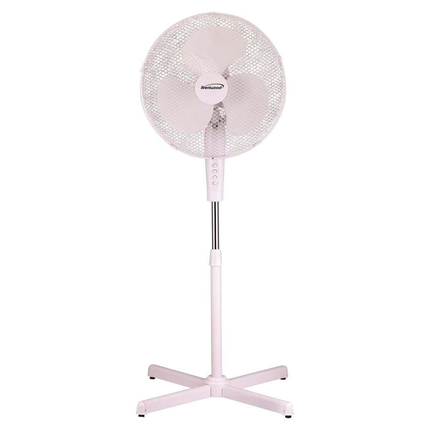 BRENTWOOD VENTILADOR DE PEDESTAL 16" 3 VELOCIDADES BLANCO