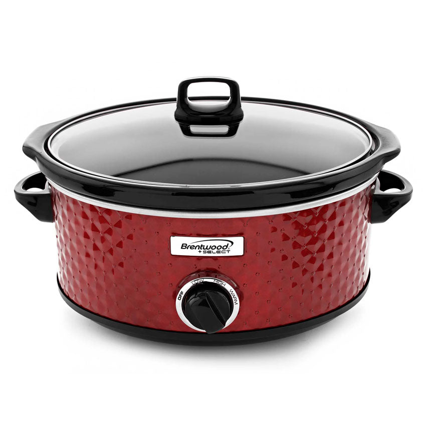 Brentwood Olla Lento Cocimiento Roja 6.6 Lts de Cerámica Extraíble