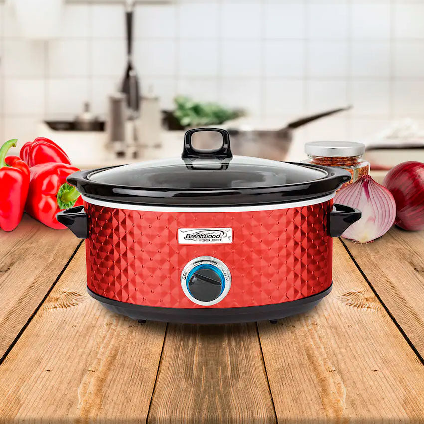 Brentwood Olla Lento Cocimiento Roja 6.6 Lts de Cerámica Extraíble