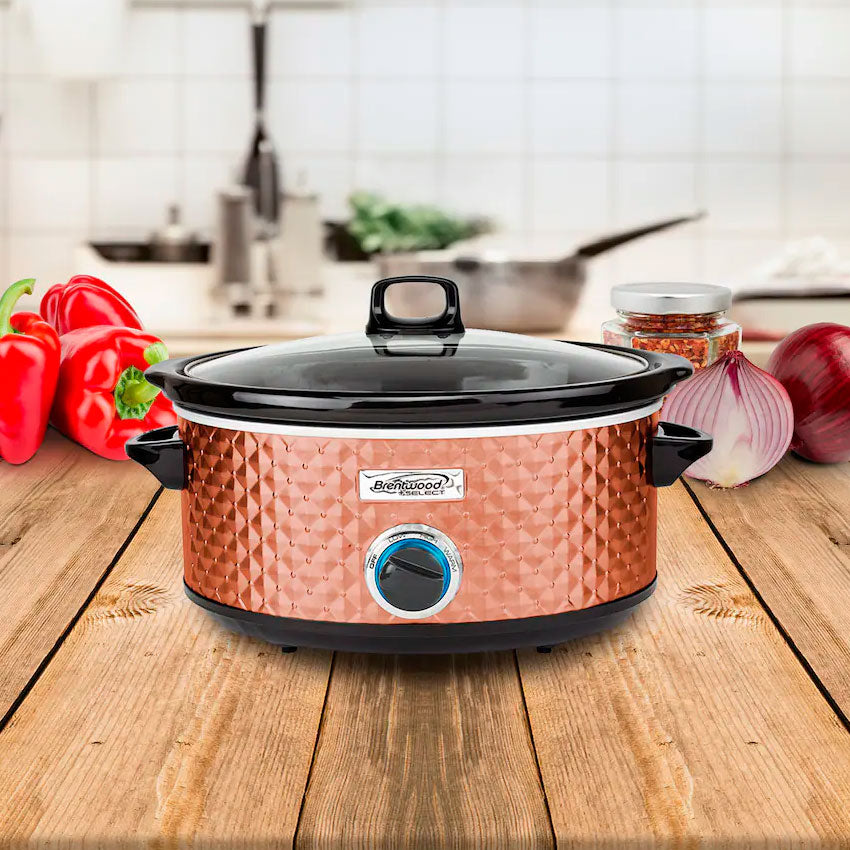 Brentwood Olla Lento Cocimiento Cobre 6.6 Lts de Cerámica Extraíble