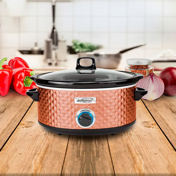 Brentwood Olla Lento Cocimiento Cobre 6.6 Lts de Cerámica Extraíble