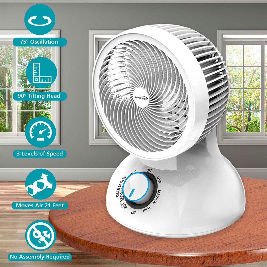 BRENTWOOD VENTILADOR DE ESCRITORIO 6" 3 VELOCIDADES BLANCO