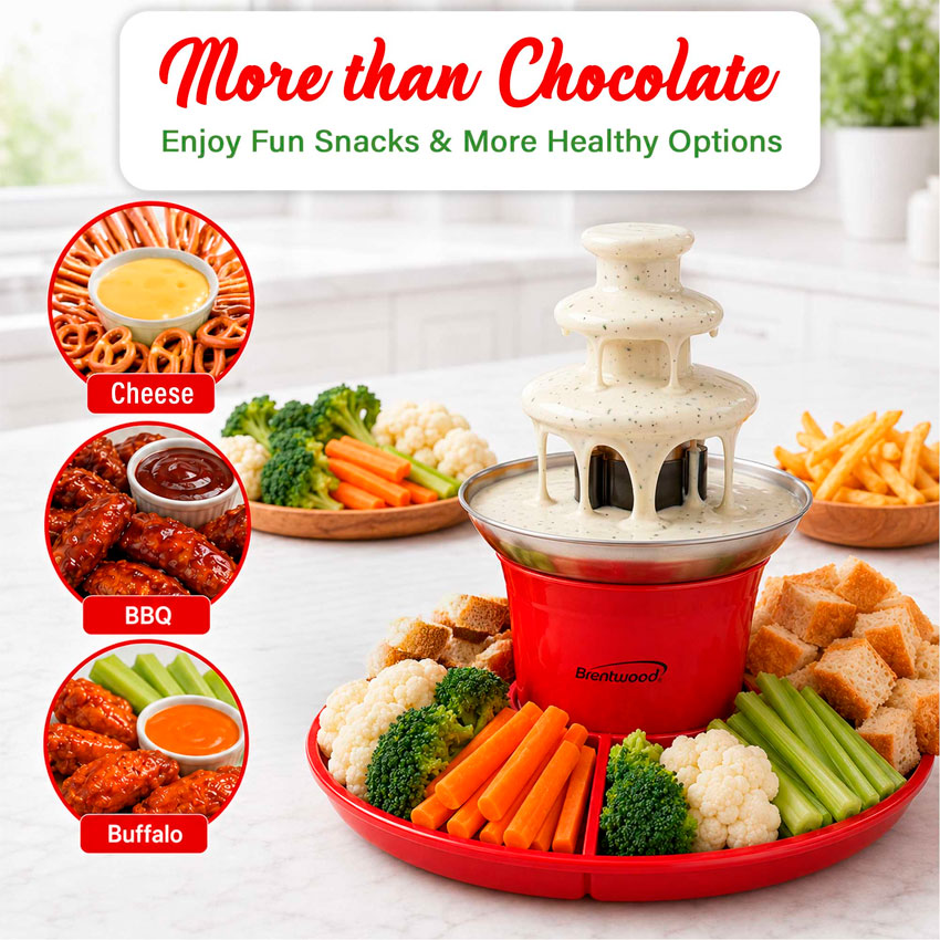 Maquina Fondue de Chocolate 3 Niveles Brentwood Roja