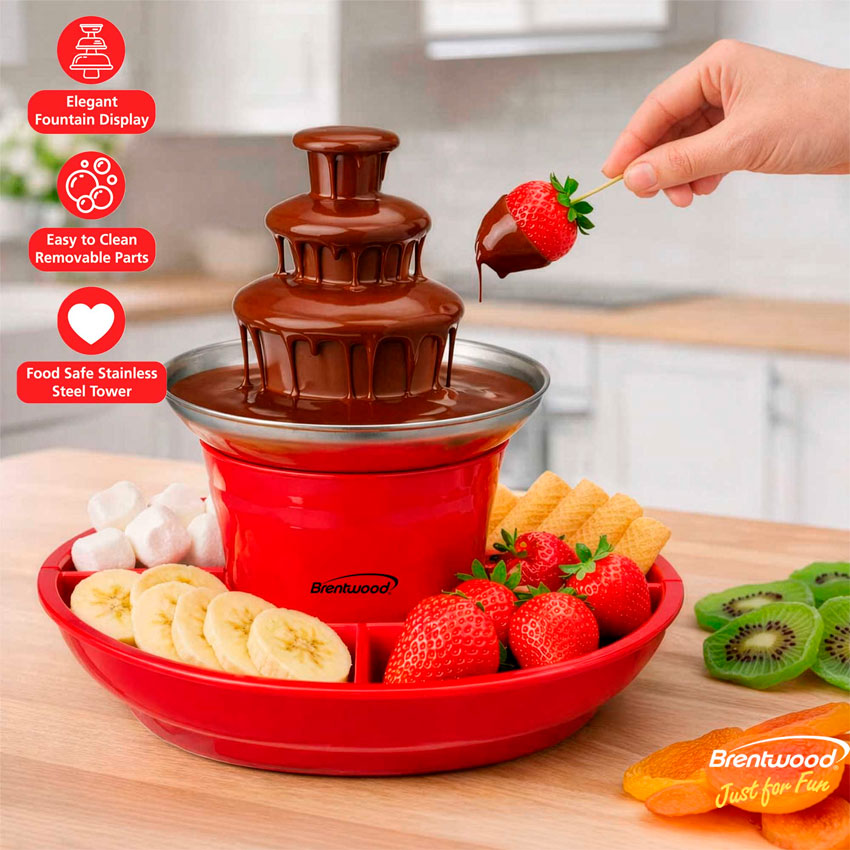 Maquina Fondue de Chocolate 3 Niveles Brentwood Roja
