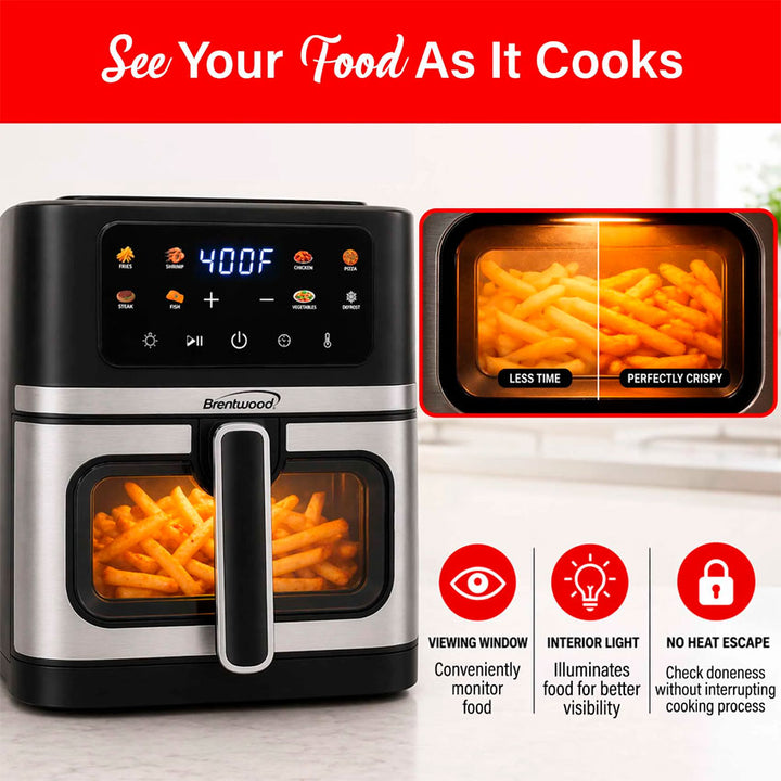 Brentwood Freidora de Aire Digital 8qt Negra con Pantalla Táctil