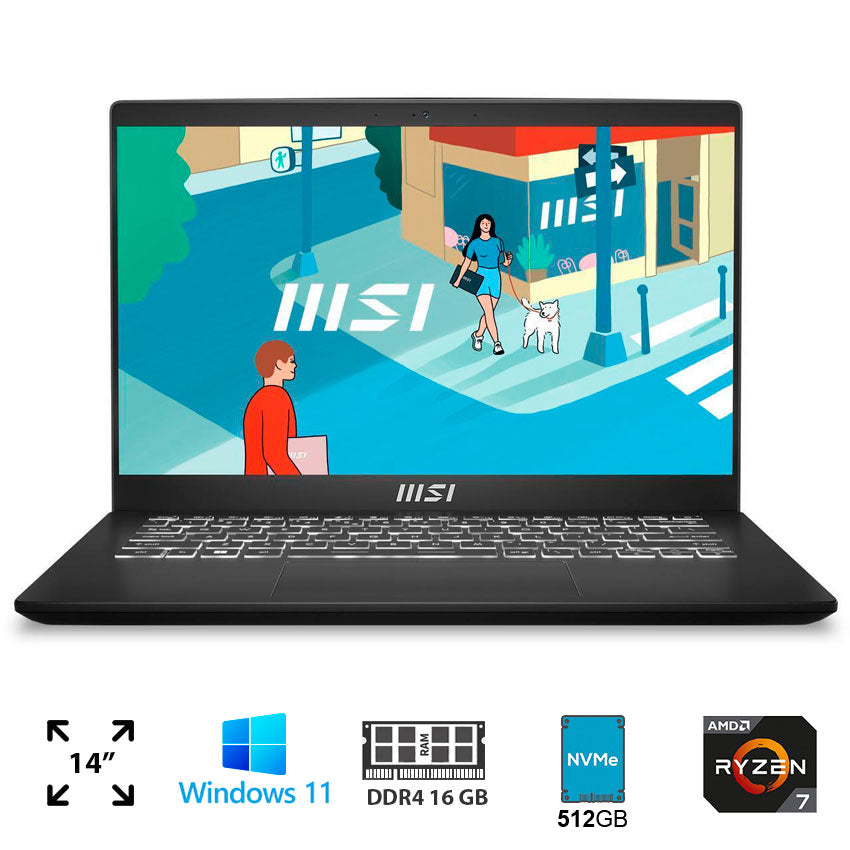 MSI LAPTOP C7M-048US 14 PULGADAS RYZEN 7-7730U 16GB DE RAM 512SSD WIN