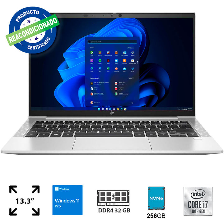 HP LAPTOP 13.3" 32 GB RAM 256 GB SSD I7-8665U W11 PRO REACONDICIONADA