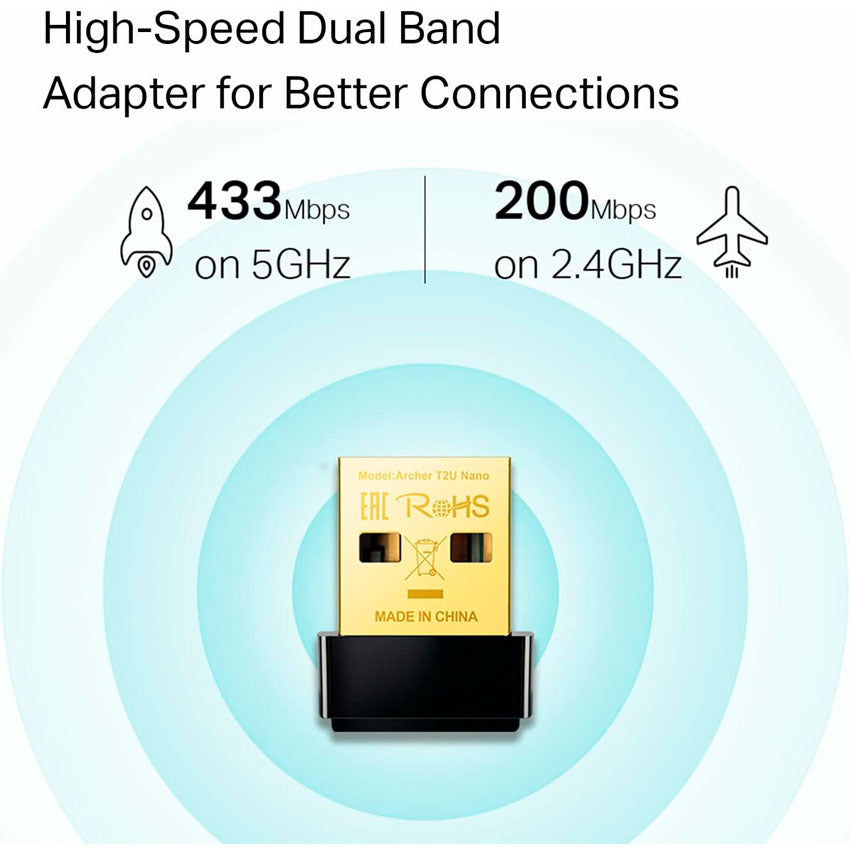 ADAPTADOR INALAMBRICO USB TP-LINK ARCHER T2U NANO DUAL AC600